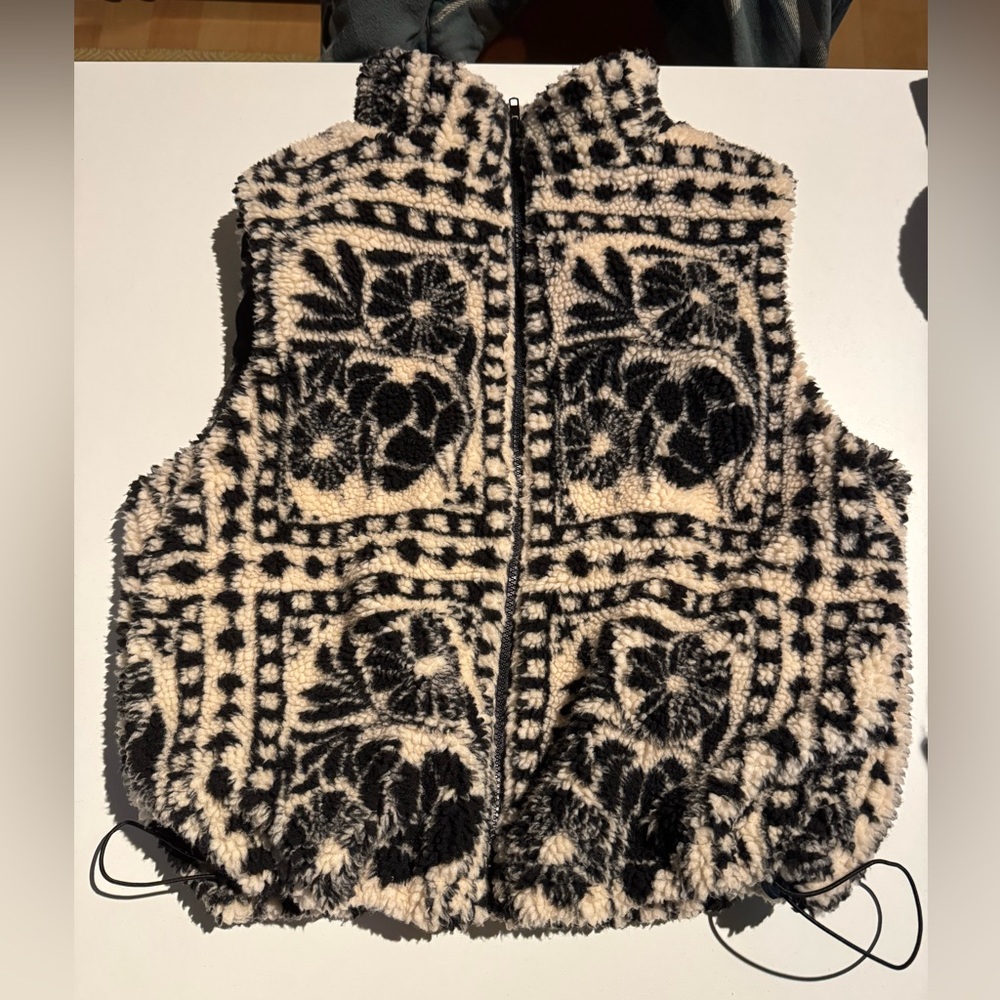 Cider Funnelneck Flower Fleece Vest XXS